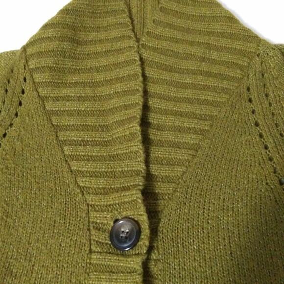 Old Navy Short Sleeve Cardigan Sweater Vest Olive Wool Sz Small Preppy Academia - Picture 11 of 12